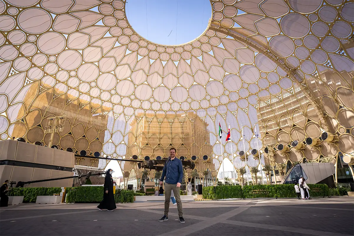 Wiebe Wakker standing at the main hall of EXPO 2020 Dubai.